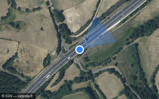 Vue satellite de l'emplacement du radar discriminant à Saint-Mary-le-Plain sur A 75 / E 11 / La Méridienne