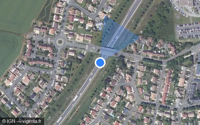 Vue satellite de l'emplacement du radar discriminant à Mainvilliers sur N 1154