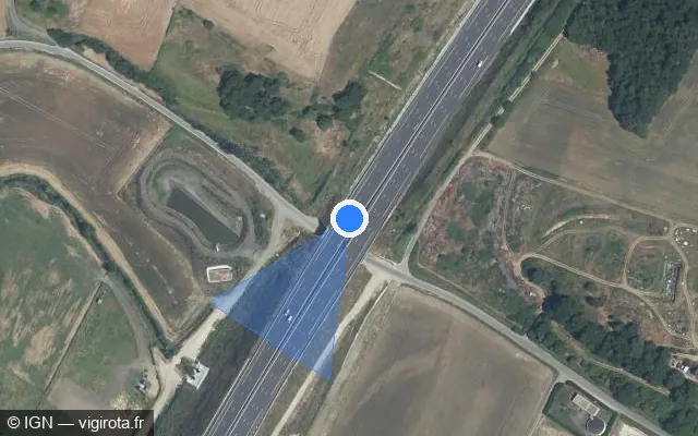 Vue satellite de l'emplacement du radar discriminant à Noyant-de-Touraine sur A 10 / E 05 / L'Aquitaine