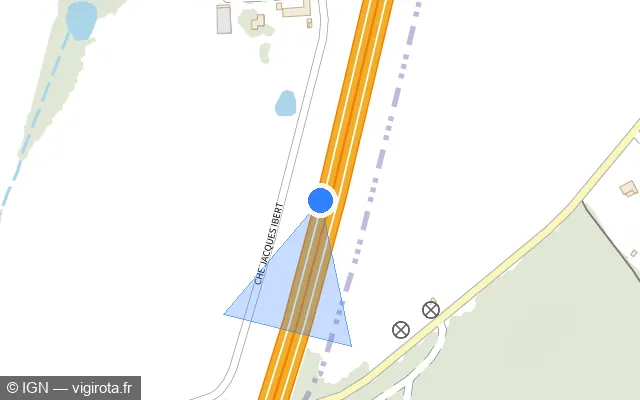 Vue plan de l'emplacement du radar discriminant à Saint-Pierre-des-Corps sur A 10 / E 05 / E 60 / L'Aquitaine