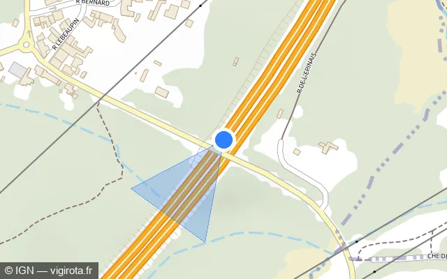 Vue plan de l'emplacement du radar discriminant à Les Sorinières sur N 844 / E 03 / Périphérique Intérieur