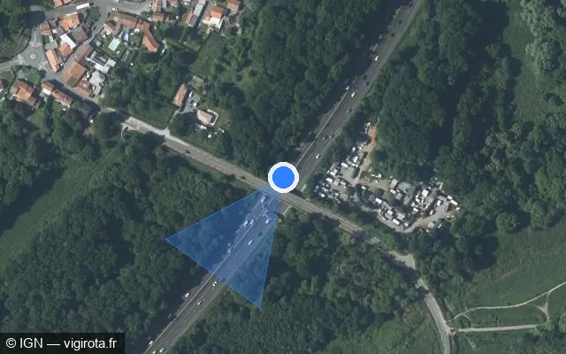 Vue satellite de l'emplacement du radar discriminant à Les Sorinières sur N 844 / E 03 / Périphérique Intérieur