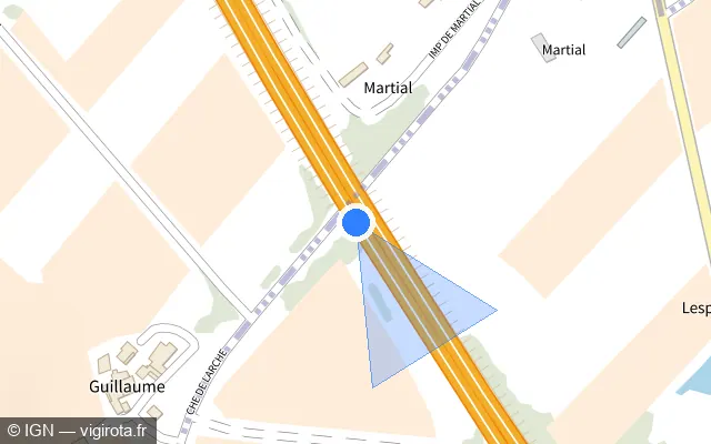 Vue plan de l'emplacement du radar discriminant à Saint-Pierre-de-Buzet sur A 62 / E 72 / Autoroute des Deux Mers