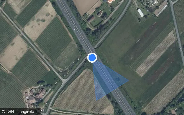 Vue satellite de l'emplacement du radar discriminant à Saint-Pierre-de-Buzet sur A 62 / E 72 / Autoroute des Deux Mers