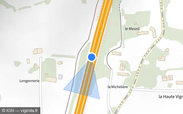 Vue plan de l'emplacement du radar discriminant à Le Parc sur A 84 / E 03 / E 401