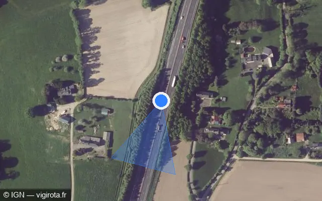 Vue satellite de l'emplacement du radar discriminant à Le Parc sur A 84 / E 03 / E 401
