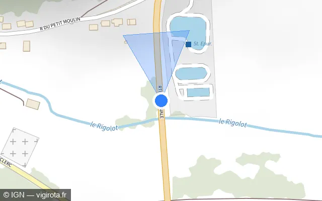 Vue plan de l'emplacement du radar discriminant à Vignory sur D 520