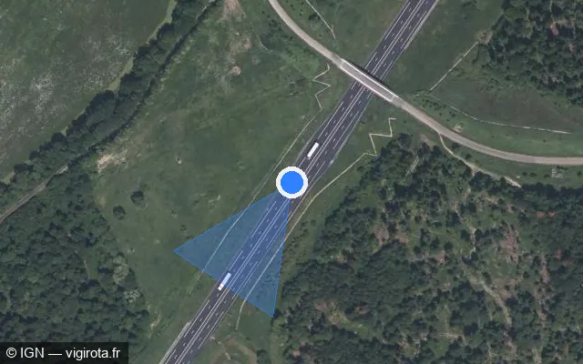 Vue satellite de l'emplacement du radar discriminant à Gacé sur A 28 / E 402