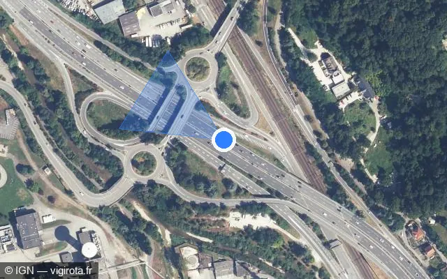 Vue satellite de l'emplacement du radar discriminant à Chambéry sur N 201 / E 70 / E 712 / Voie Rapide Urbaine de Chambéry