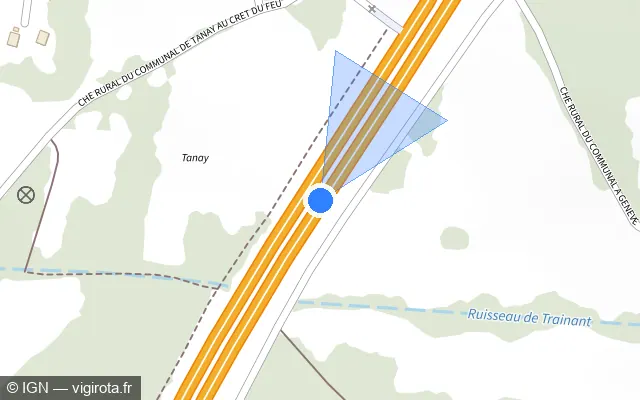 Vue plan de l'emplacement du radar discriminant à Clarafond-Arcine sur A 40 / E 21 / E 62 / Autoroute Blanche