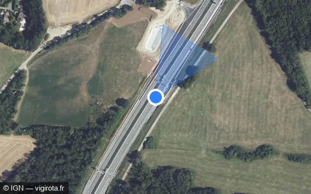Vue satellite de l'emplacement du radar discriminant à Clarafond-Arcine sur A 40 / E 21 / E 62 / Autoroute Blanche