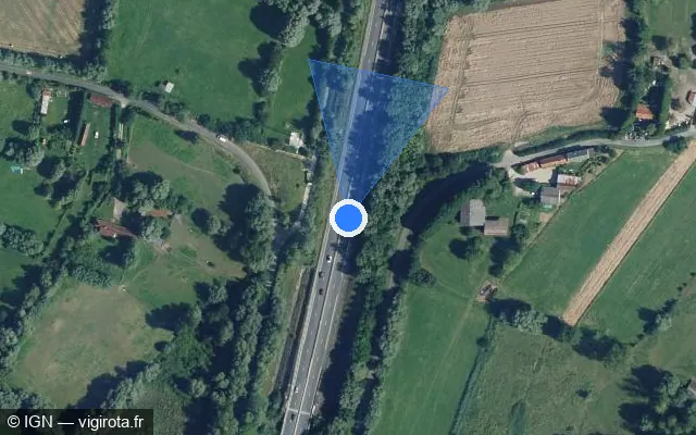 Vue satellite de l'emplacement du radar discriminant à Grand-Laviers sur A 28 / E 402
