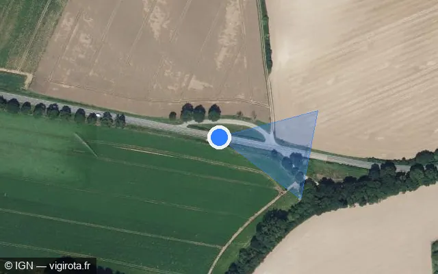 Vue satellite de l'emplacement du radar discriminant à Cléry-sur-Somme sur D 938