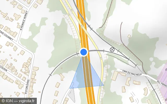 Vue plan de l'emplacement du radar discriminant à Panazol sur A 20 / E 09 / L'Occitane