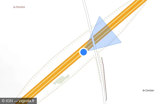 Vue plan de l'emplacement du radar discriminant à Vrécourt sur A 31 / E 21 / Autoroute de Lorraine-Bourgogne