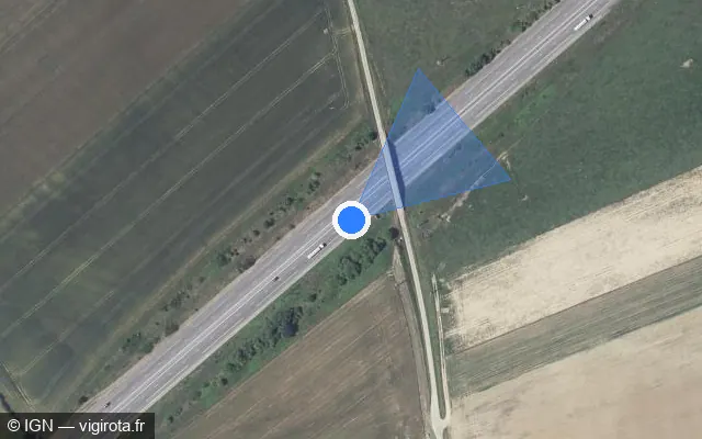 Vue satellite de l'emplacement du radar discriminant à Vrécourt sur A 31 / E 21 / Autoroute de Lorraine-Bourgogne