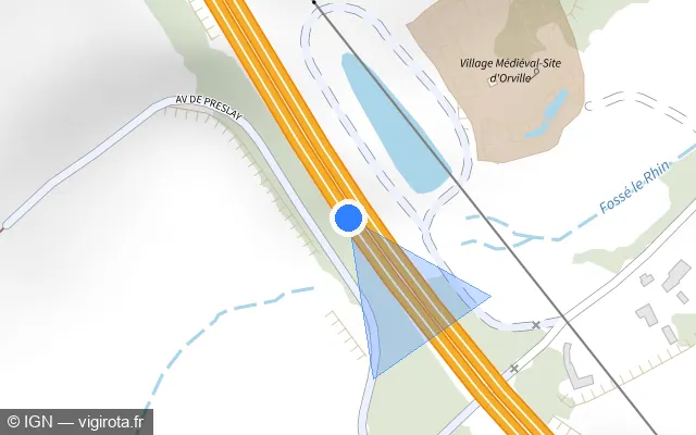 Vue plan de l'emplacement du radar discriminant à Louvres sur N 104 / La Francilienne