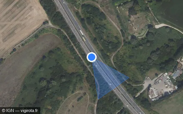 Vue satellite de l'emplacement du radar discriminant à Louvres sur N 104 / La Francilienne