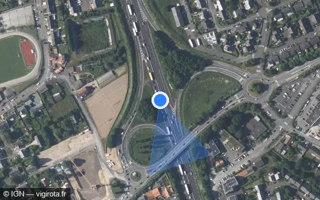 Vue satellite de l'emplacement du radar discriminant à Sainte-Luce-sur-Loire sur A 811
