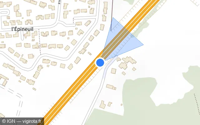 Vue plan de l'emplacement du radar discriminant à Saint-Yrieix-sur-Charente sur N 10 / E 606