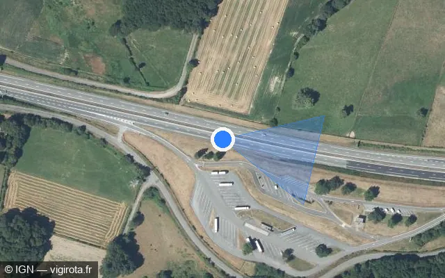 Vue satellite de l'emplacement du radar discriminant à Saint-Vaury sur N 145 / E 62 / Route Centre Europe Atlantique
