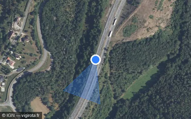 Vue satellite de l'emplacement du radar discriminant à Saint-Laurent sur N 145 / E 62 / Route Centre Europe Atlantique