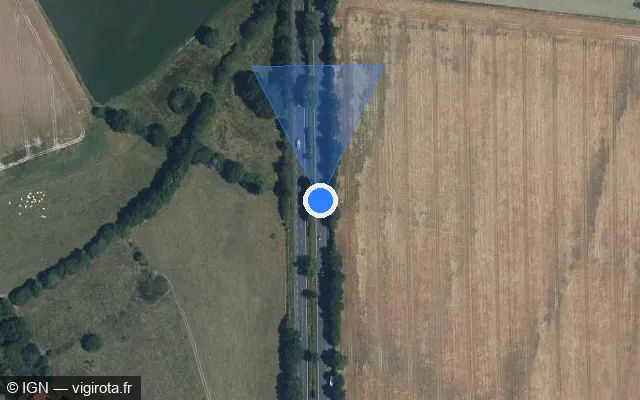 Vue satellite de l'emplacement du radar discriminant à Bellevigny sur D 763
