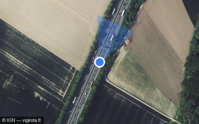 Vue satellite de l'emplacement du radar discriminant à Phalempin sur A 1 / E 17 / Autoroute du Nord