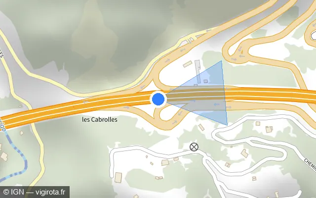 Vue plan de l'emplacement du radar discriminant à Menton sur A 8 / E 74 / E 80 / La Provençale