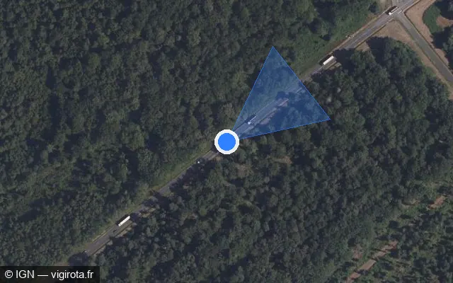 Vue satellite de l'emplacement du radar discriminant à Vouzeron sur Route de la Lœuf du Houx / D 926