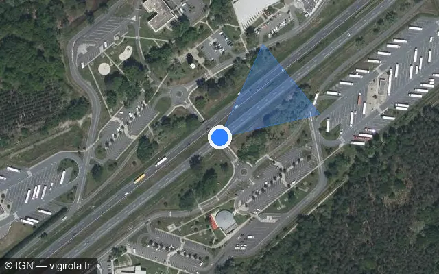 Vue satellite de l'emplacement du radar discriminant à Cestas sur A 63 / E 05 / E 70 / Autoroute des Landes