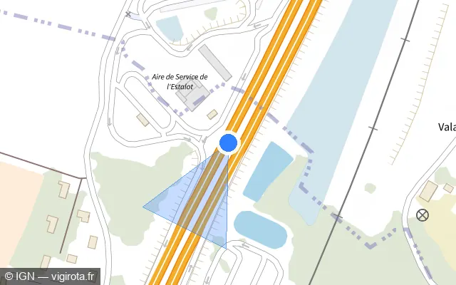 Vue plan de l'emplacement du radar discriminant à Cubzac-les-Ponts sur A 10 / E 05 / E 606 / L'Aquitaine
