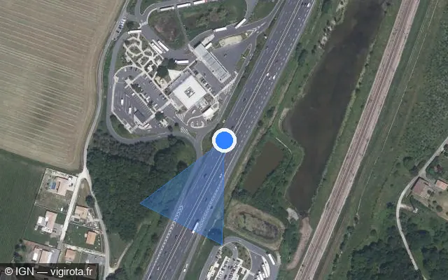 Vue satellite de l'emplacement du radar discriminant à Cubzac-les-Ponts sur A 10 / E 05 / E 606 / L'Aquitaine
