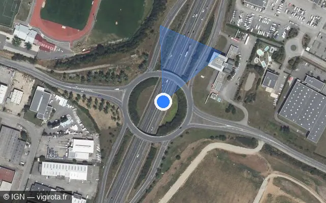 Vue satellite de l'emplacement du radar discriminant à Chassieu sur N 346 / E 15 / Rocade Est