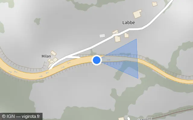 Vue plan de l'emplacement du radar discriminant à Joux sur Route du Pin Bouchain / N 7