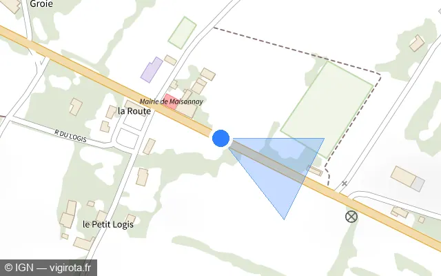 Vue plan de l'emplacement du radar discriminant à Maisonnay sur D 948