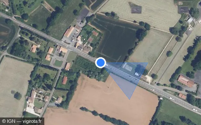 Vue satellite de l'emplacement du radar discriminant à Maisonnay sur D 948