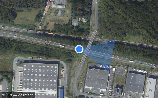 Vue satellite de l'emplacement du radar discriminant à Fleury-Mérogis sur N 104 / La Francilienne