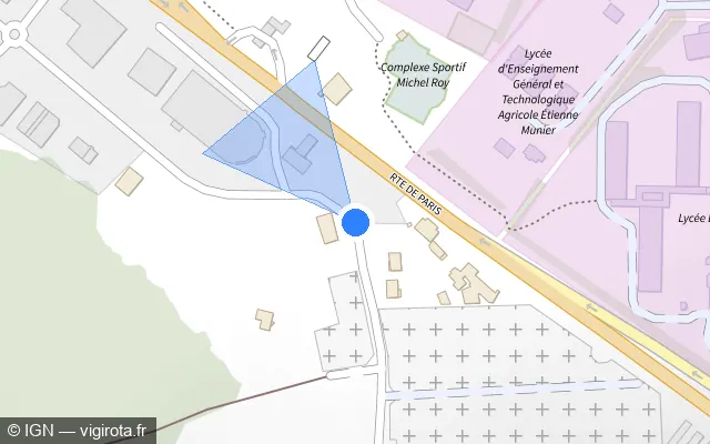 Vue plan de l'emplacement du radar discriminant à Vesoul sur Rue du Petit Montmarin