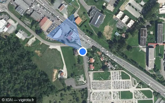 Vue satellite de l'emplacement du radar discriminant à Vesoul sur Rue du Petit Montmarin