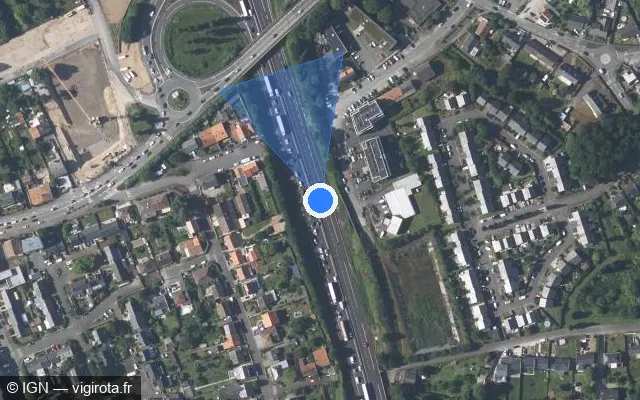 Vue satellite de l'emplacement du radar discriminant à Sainte-Luce-sur-Loire sur A 811
