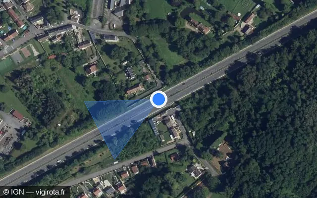 Vue satellite de l'emplacement du radar discriminant à Belleu sur N 2 / E 46