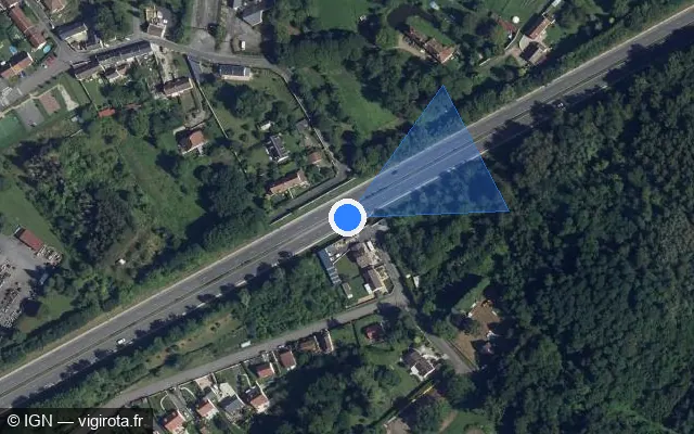 Vue satellite de l'emplacement du radar discriminant à Belleu sur N 2 / E 46