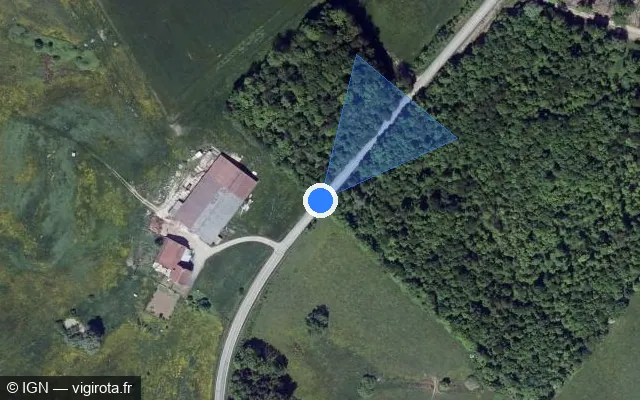 Vue satellite de l'emplacement du radar discriminant à Lépron-les-Vallées sur D 985