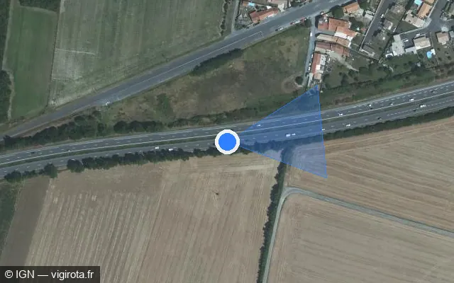Vue satellite de l'emplacement du radar discriminant à Sainte-Soulle sur N 11 / E 03 / E 601