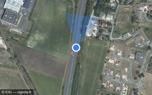 Vue satellite de l'emplacement du radar discriminant à Chevanceaux sur N 10 / E 606
