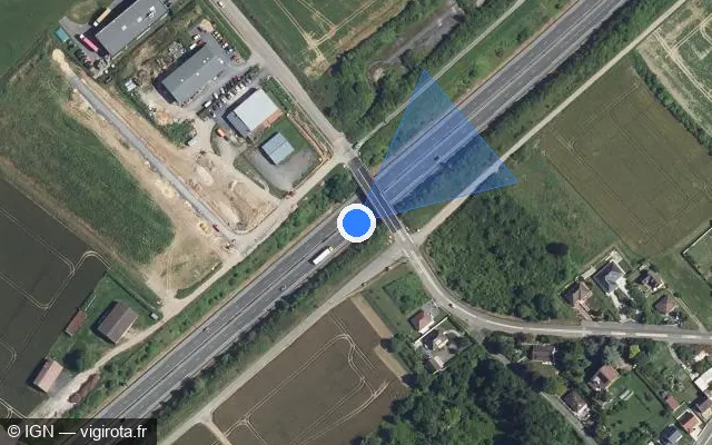 Vue satellite de l'emplacement du radar discriminant à Margny-lès-Compiègne sur N 31 / E 46