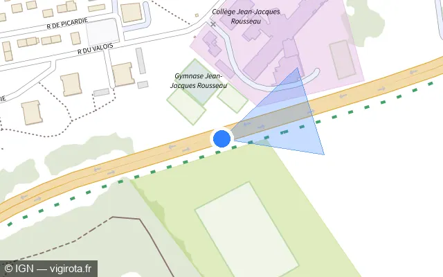 Vue plan de l'emplacement du radar discriminant à Creil sur D 1016