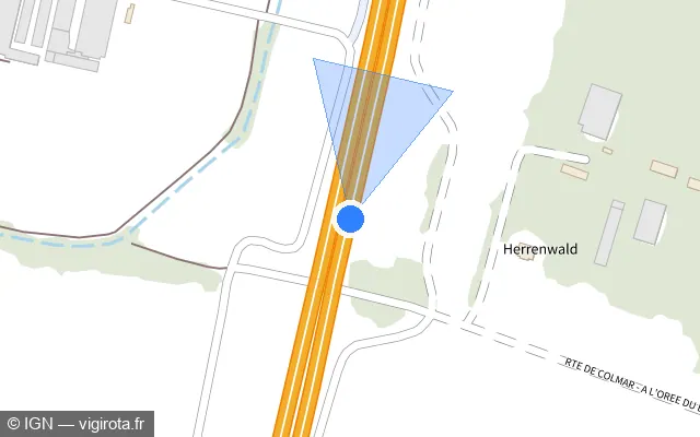 Vue plan de l'emplacement du radar discriminant à Ostheim sur D 83 / E 25