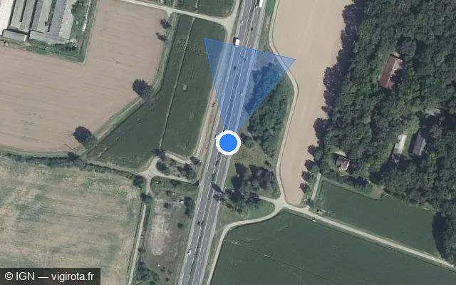 Vue satellite de l'emplacement du radar discriminant à Ostheim sur D 83 / E 25